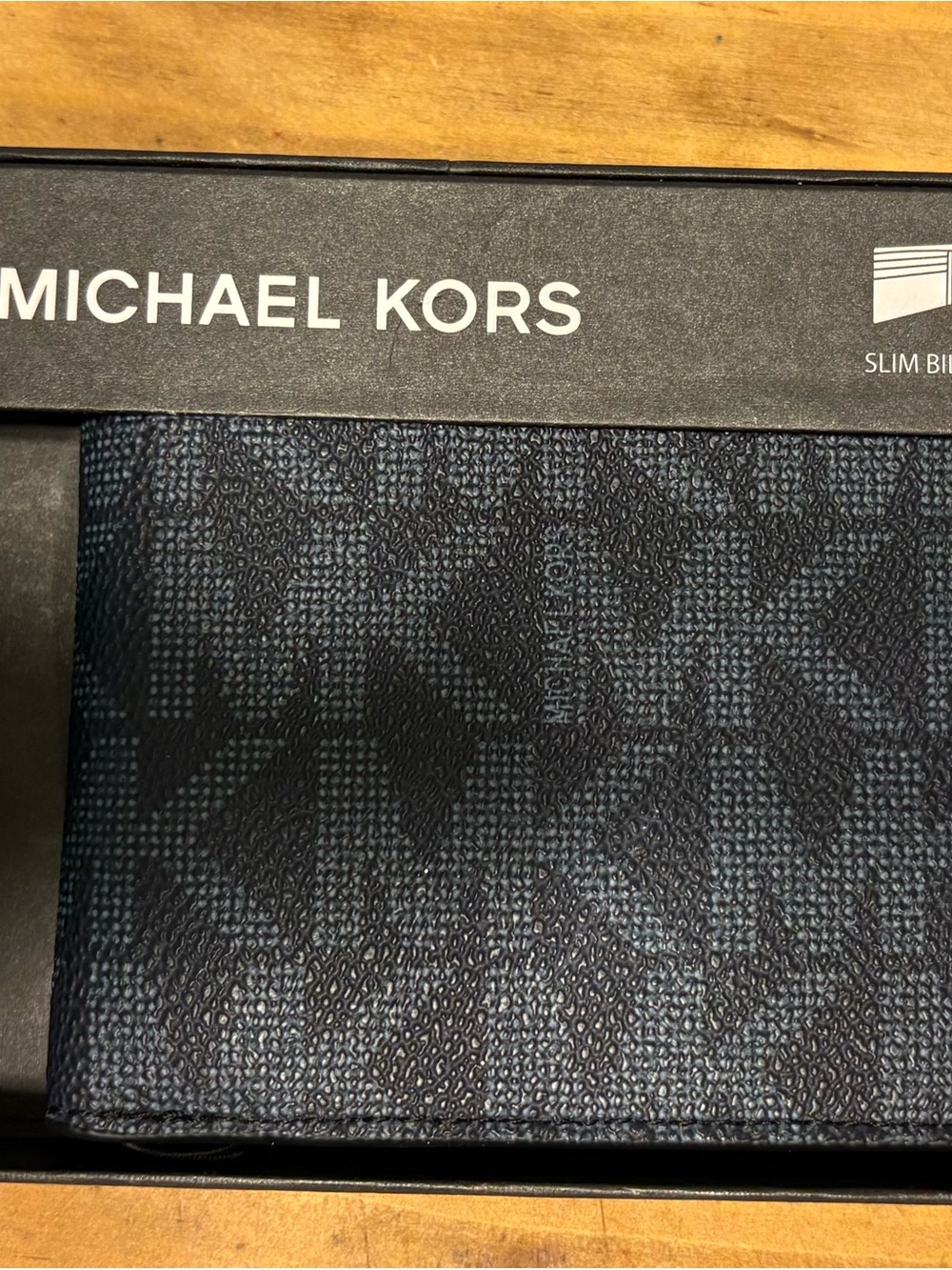 Michael Kors Black/Blue MK Monogram Bifold Wallet